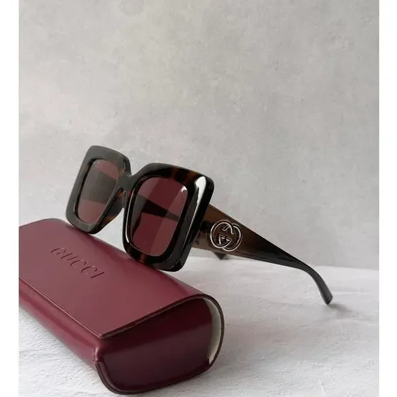 NEW Gucci GG2025S Brown Square Sunglasses