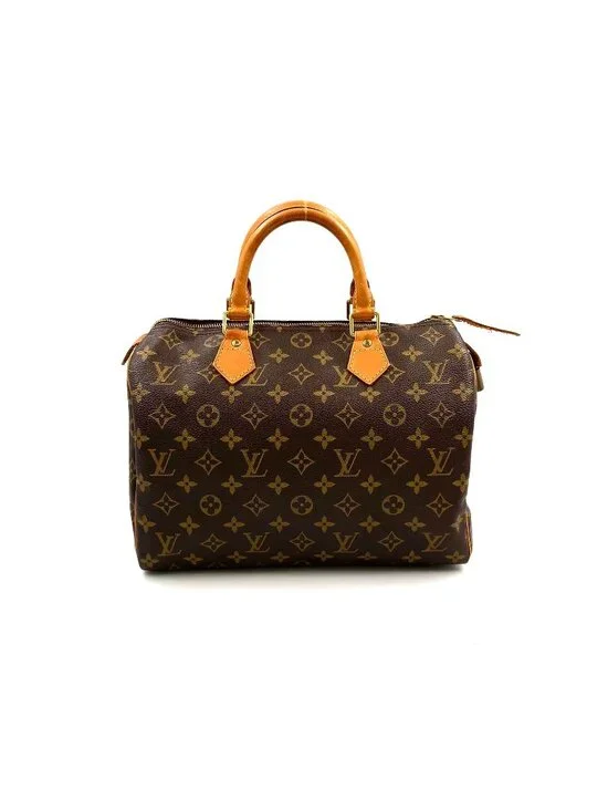 Louis Vuitton Speedy 30 Monogram Leather Brown Light Handbag Gold