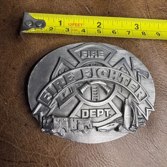 Vintage 1991 Siskiyou‎ Belt Buckle Fire Fighter Department America's Heros USA