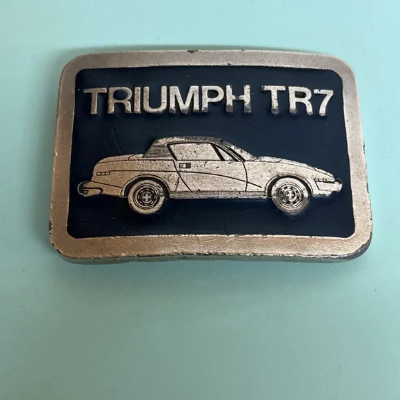 Vintage 1970s Triumph TR7 Car Belt Buckle 3 1/2