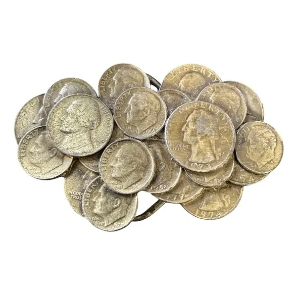 Vintage Coin Belt Buckle 1970s USA Made‎ Novelty Statement Piece