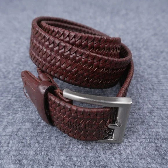Fossil Braided Leather Belt Mens 30 Brown Woven Silver Buckle SH1730NF-252