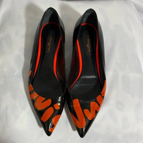 Louis Vuitton Limited Edition Stephen Sprouse Black/Orange Graffiti Flats