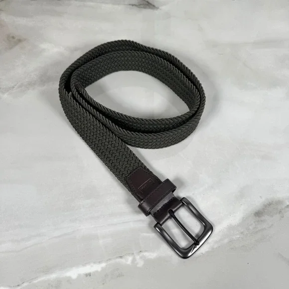 Nike G-flex Braided Belt Green Brown Gunmetal Woven Golf Preppy Casual‎ 47