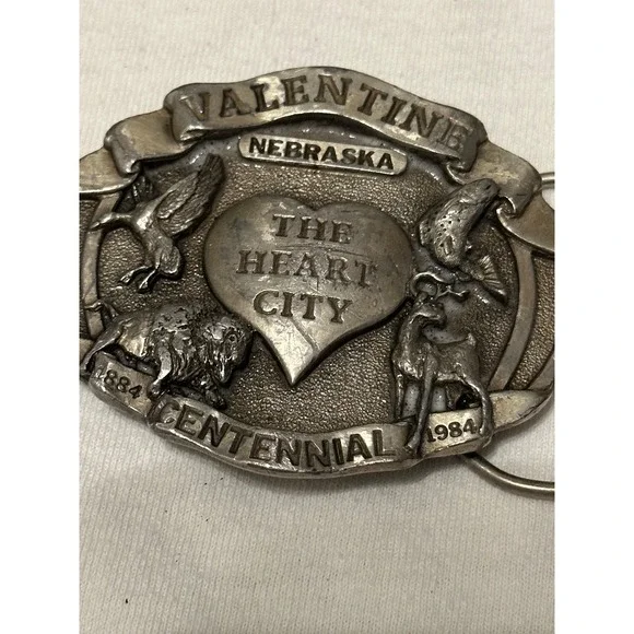 Vintage Siskiyou Belt Buckle Silver Excellent 1984 Valentine NE Centennial Retro