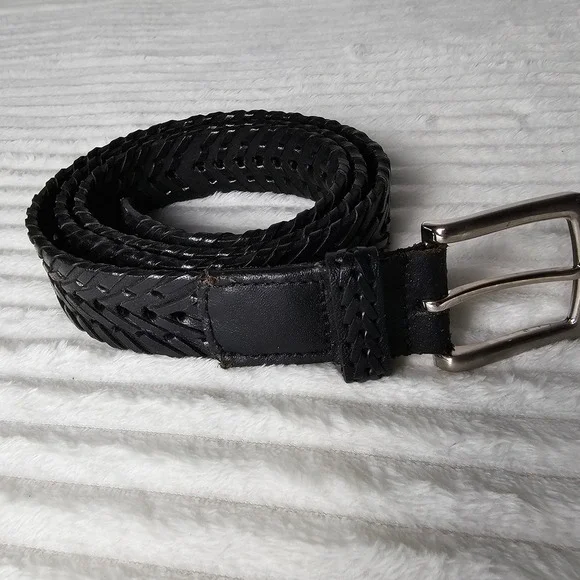 Woven Braided Genuine Leather Belt XL Black Classic Casual Boho Made in India