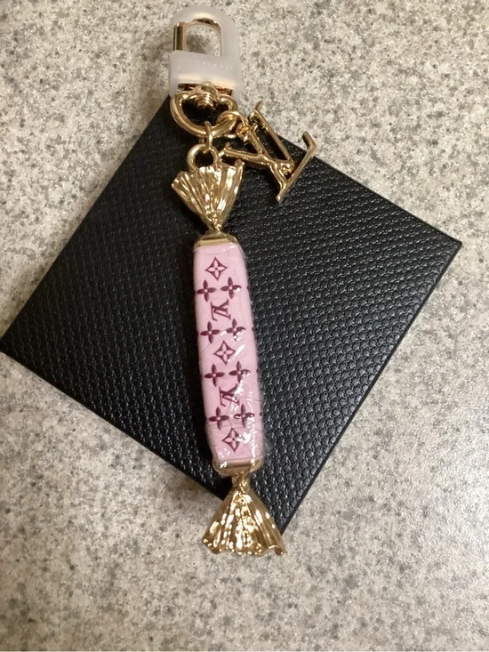 Louis Vuitton Pink and Gold Monogram Candy Charm Keychain