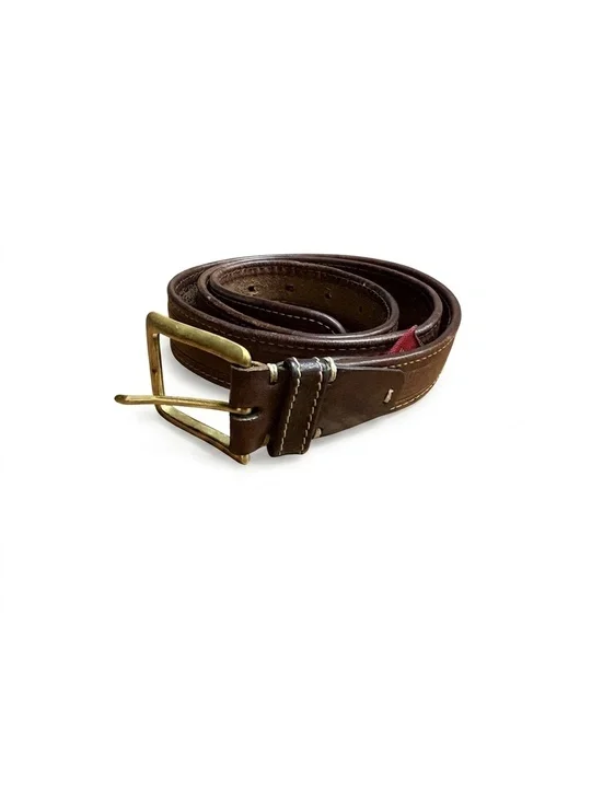 Cole Haan Brown Leather Men's Belt with Gold Tone Buckle, Size 36