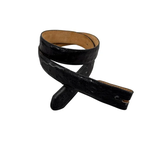 Tony Lama Belt Mens 34 Black Ostrich Print Leather Western Cowboy 1373L USA Made