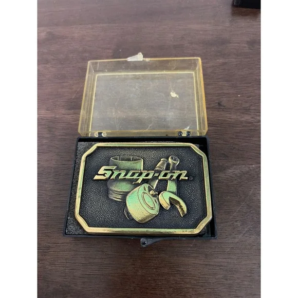 Snap-On‎ Tools Vintage Belt Buckle Solid Brass SPP-513 Made in USA with Case