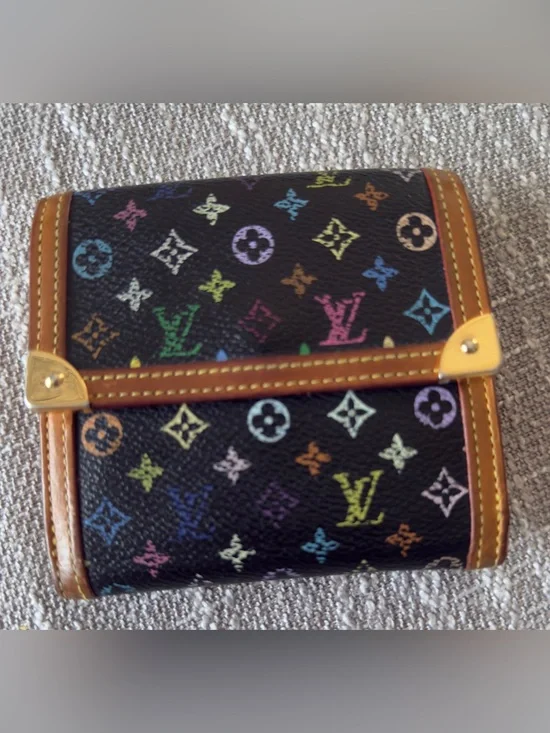 Louis Vuitton Black Multicolor Monogram Compact Wallet