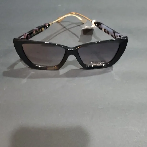 Jessica Simpson J6270 Black and Gray multi gold arms Square frame Sunglasses new