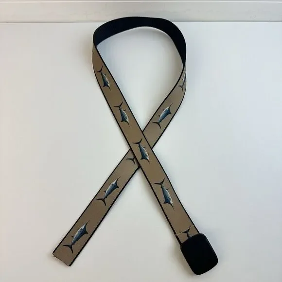 Croakies Webbing Mens Beige Belt 40 in Plastic Buckle Marlin Fishing Boating Sea