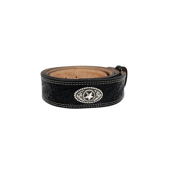 JUSTIN LEATHER STAR MEDALLION TOOLED BELT 