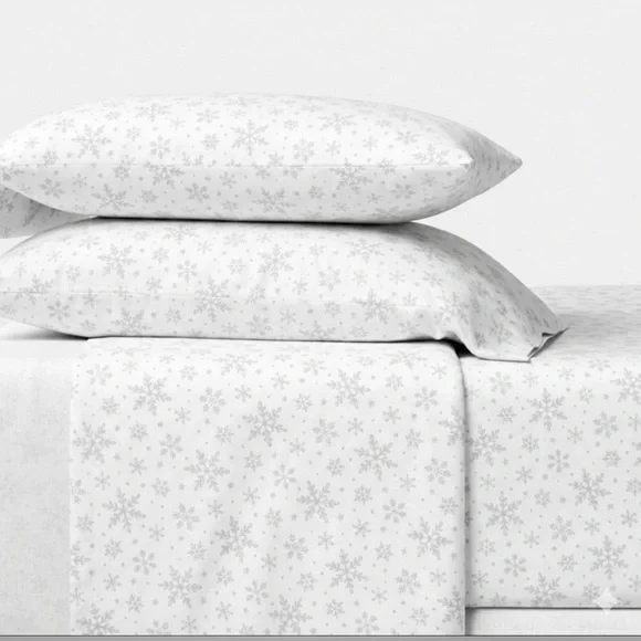 NEW Wondershop Snowflake Flannel Queen Sheet Set 100% Cotton Cozy Winter Soft