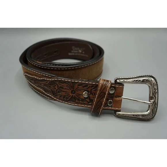 Ariat Mens Western Floral Tooled Brown Leather Belt A1040144 Size 42