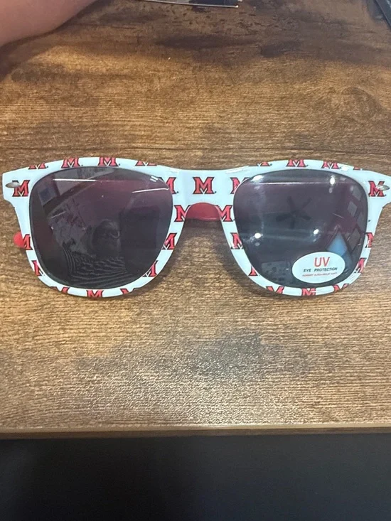 Miami University (Ohio)  White Sunglasses with Red 'M' Logo Print