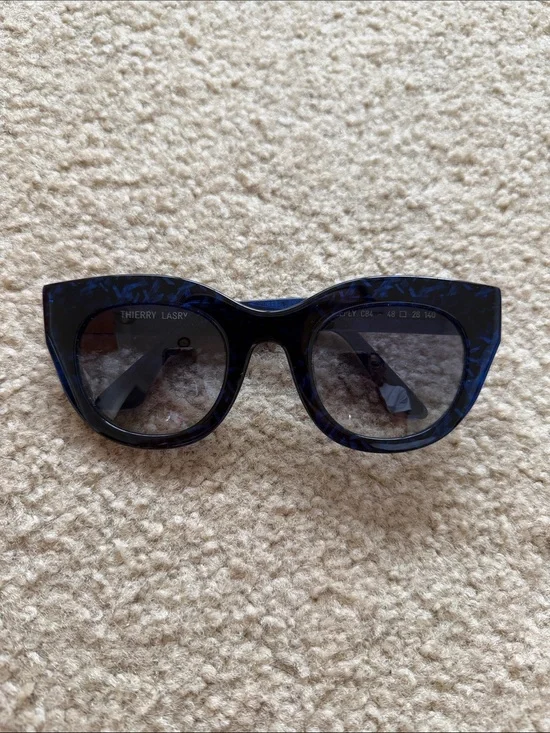 THIERRY LASRY Navy Blue Cat Eye Sunglasses