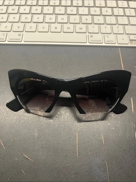 Miu Miu Black Cat-Eye Sunglasses with Gradient Lenses