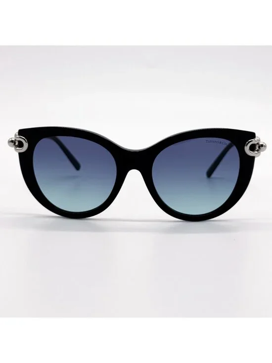 New Tiffany & Co Sunglasses Women Black Silver Cat Eye TF4232 8342/9S