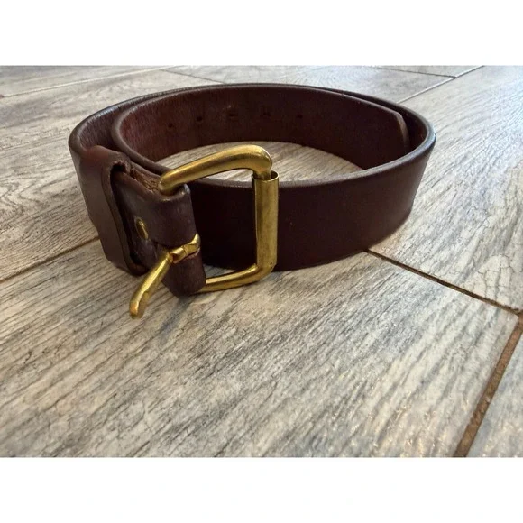 Circle Y of Yoakum Genuine Leather Belt size 30 Brown Buckle USA Mens Western