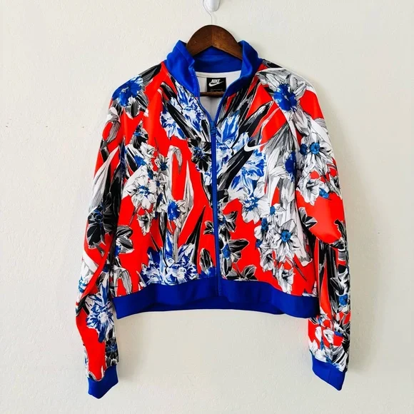 Nike Sportswear Hyper Femme‎ Floral Track jacket  Orange Red Blue White XL