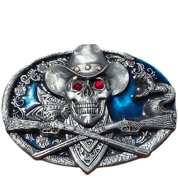 vintage 1989 Siskiyou Buckle Co. Western Cowboy Skull belt buckle