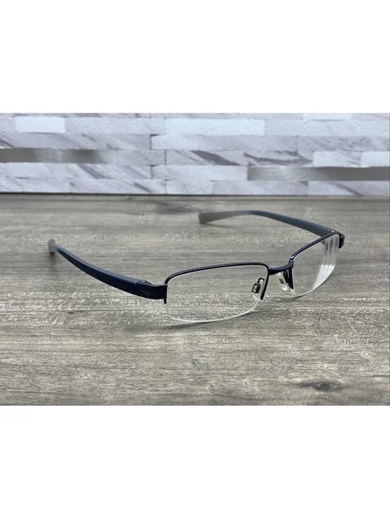 Nike Eyeglasses Frame 8090-412 Mens Navy Blue Metal Half Rim 53[]17-140 Frames
