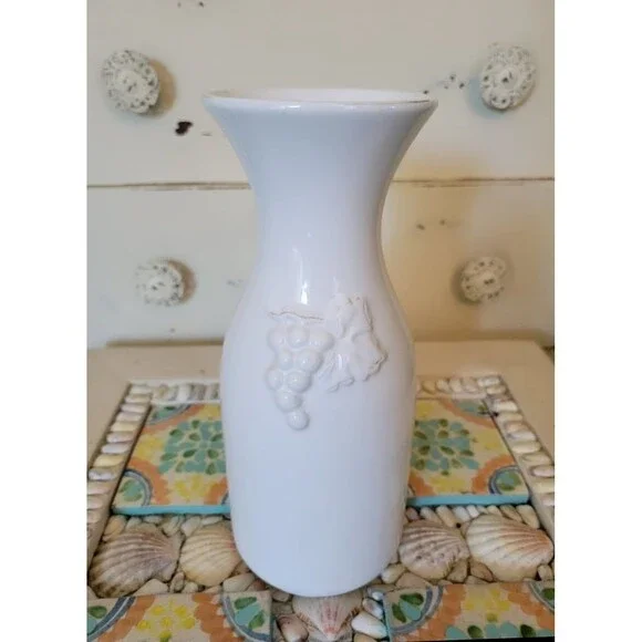 World Market Grape Embossed Ceramic Decanter - Made in Italy - 1990's