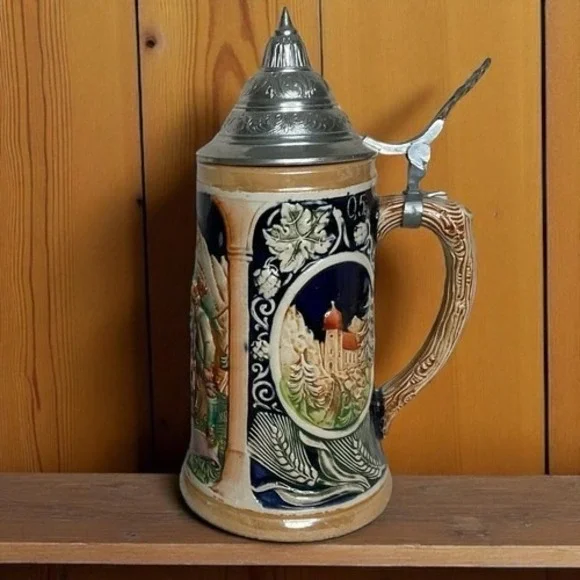VTG Beer Stein With‎ Lid Made In Western Germany Hunter Date 9