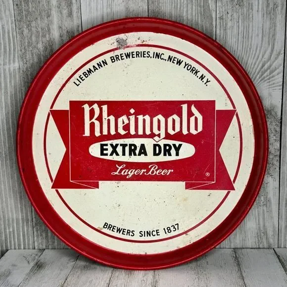 Vintage Rheingold Extra Dry Lager Beer Tray Metal Liebman Breweries NY