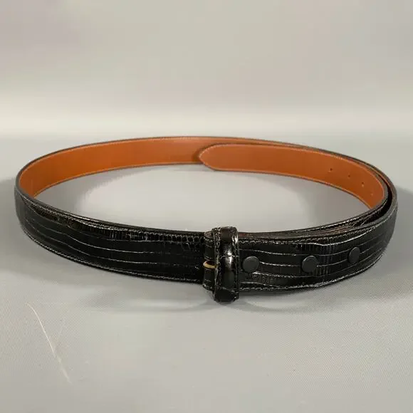 COACH Size 38 Black Crackled Lizard Belt