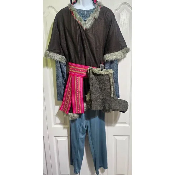 Disguise Men's Brown Faux Fur Trimmed Poncho with Pink Striped Sasha