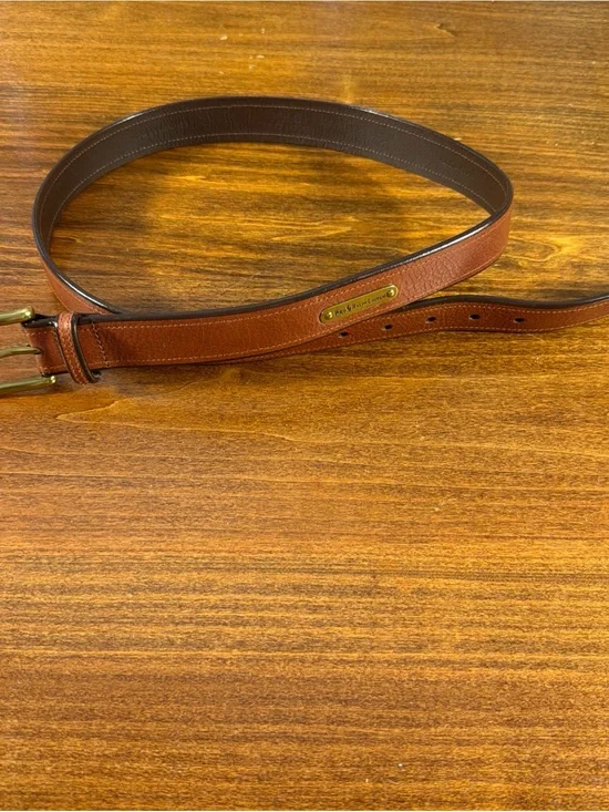 Polo by Ralph Lauren Brown Leather Belt with Brass Plaque