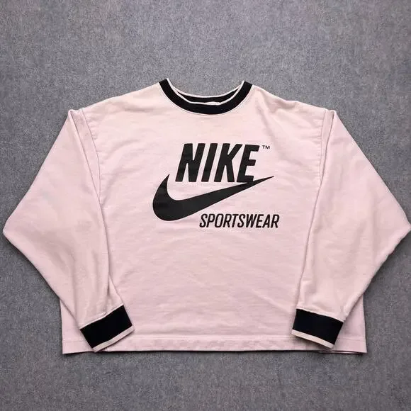 nike sportswear archive sweatshirt pink cropped swoosh large‎