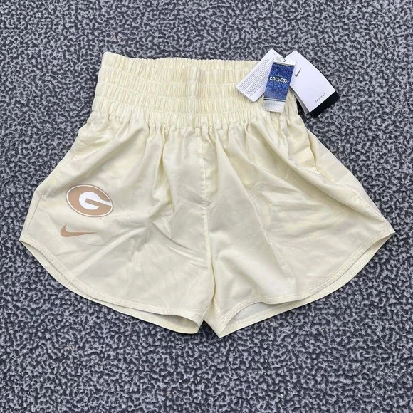 Nike Dri-Fit Georgia Bulldogs Running Shorts Women Medium Smocked Yellow New M
