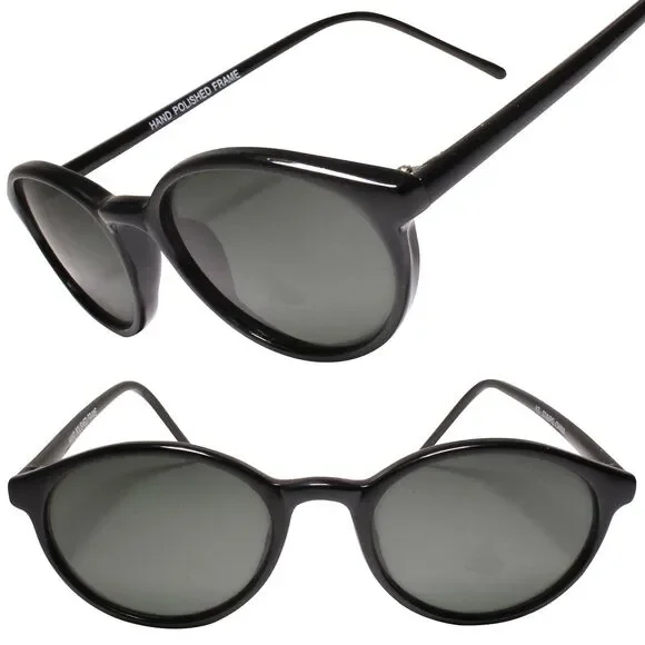 Hippie Deadstock True Genuine Vintage Black Small Oval Sunglasses
