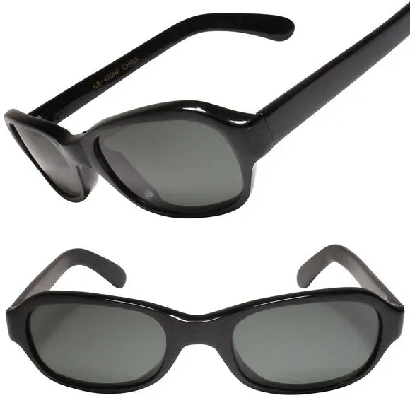 Old School Deadstock Classic Genuine Vintage Black Small Rectangle Sunglasses