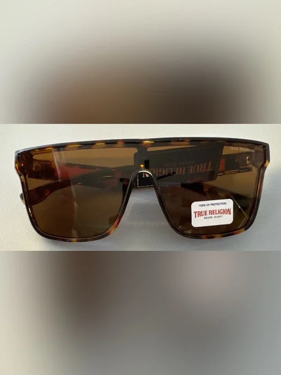 True Religion Tortoise shell brown frames Shield oversized Sunglasses