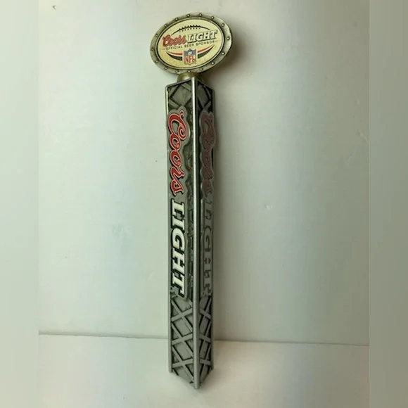 VTG Coor's Light Official Beer NFL Stamped Metal Grid Beer Tap Handle 12