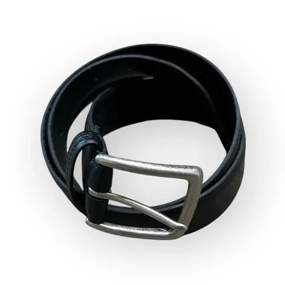 Columbia Belt Men’s 34 Genuine Leather Lined Black Classic Silver Buckle Belt