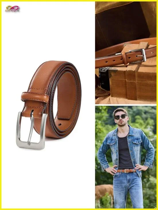 Men's Genuine Leather Dress Belt, Handmade Classic Everyday Belt for Work