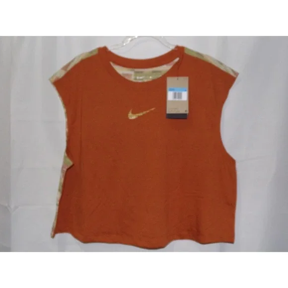 Nike Pro Women's Dri-FIT Cropped‎ Tank Top FB8840-246 Orange Medium