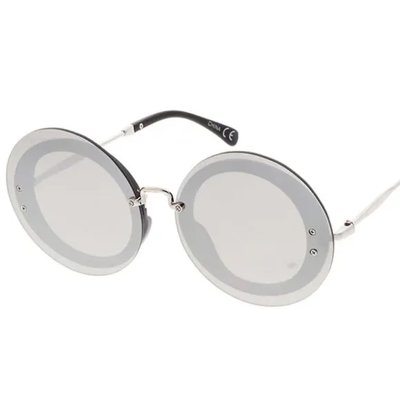 Glamour in Rounds Oversized Sunglasses for Women Silver Mirrored Lense