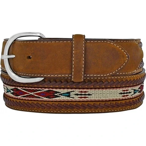 Tony Lama Belt Laced Edge Leather Rodeo Cowboy Western Faded Sz 40