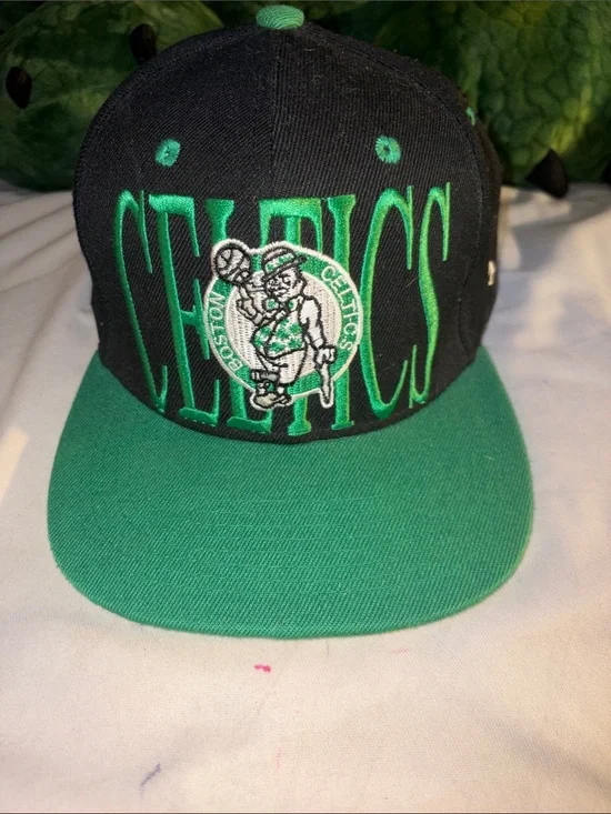 Kids Black and Green Celtics Snapback Hat