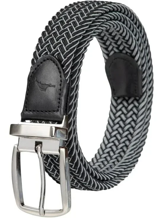 NWT Tommy Bahama Men's S/M Stretch Reversible Belt Black & Grey Adjustable Fit