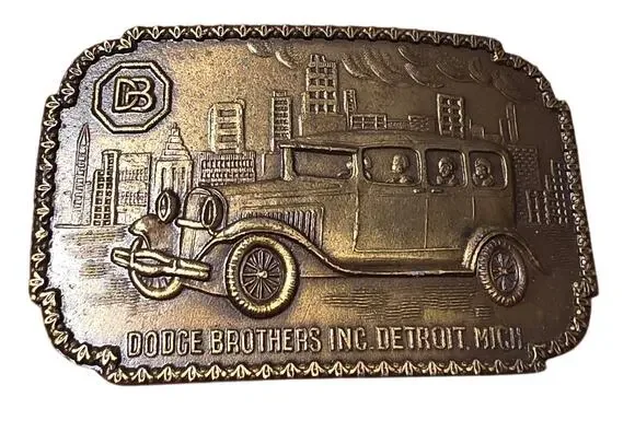 Vintage 70s Dodge Brothers brass belt buckle
