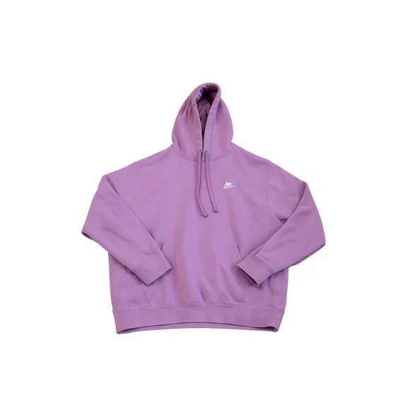 Nike Hoodie Women Medium‎ Purple Excellent Sportswear Club Fleece Pullover Log