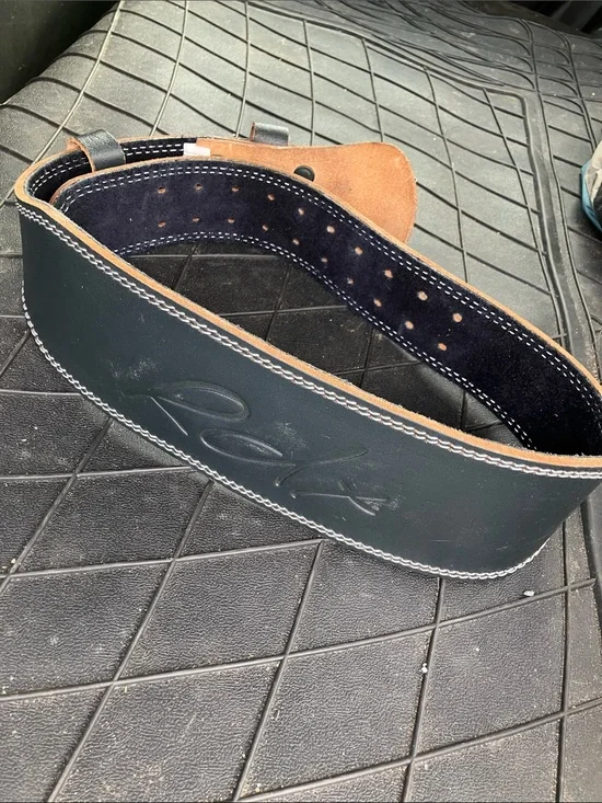 Black Leather Weightlifting Belt with Suede Interior